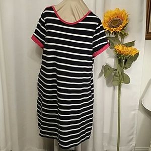 Lands End dress with pockets blue and white stripe